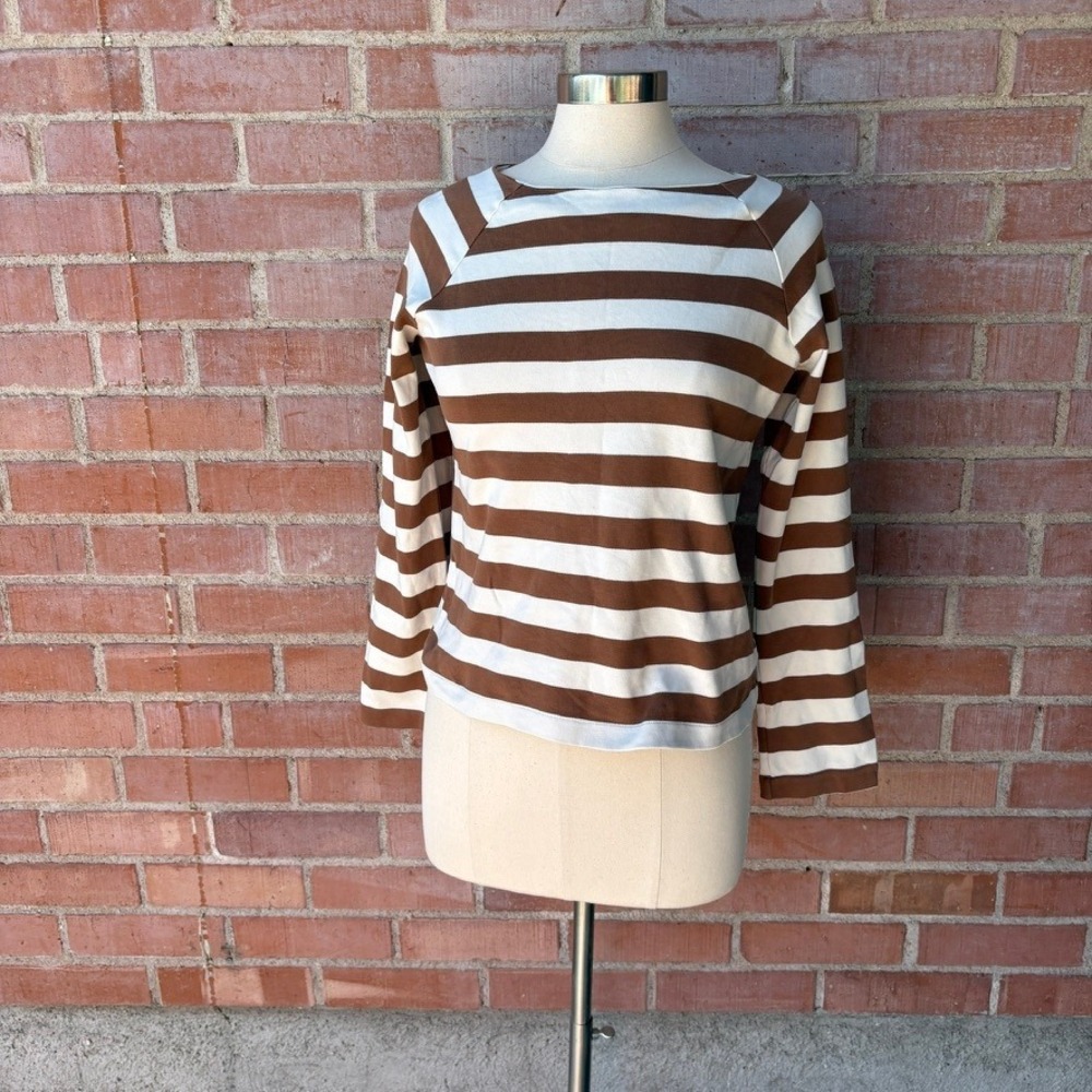 Armedangels  Striped Boat Neck Heavy Cotton Long Sleeve Top French Girl Size XS